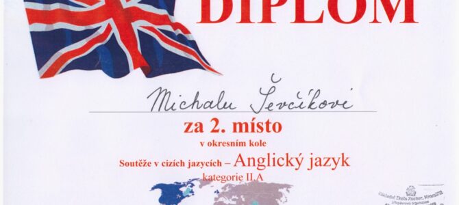 Michal Ševčík opět uspěl v soutěži v anglickém jazyce a také v německém jazyce