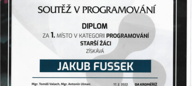 Vítězství Jakuba Fusseka v soutěži v programování