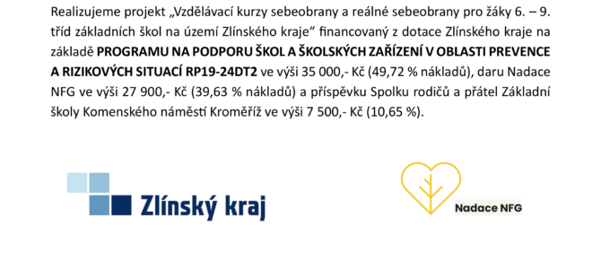 Realizovali jsme kurzy sebeobrany za podpory Zlínského kraje